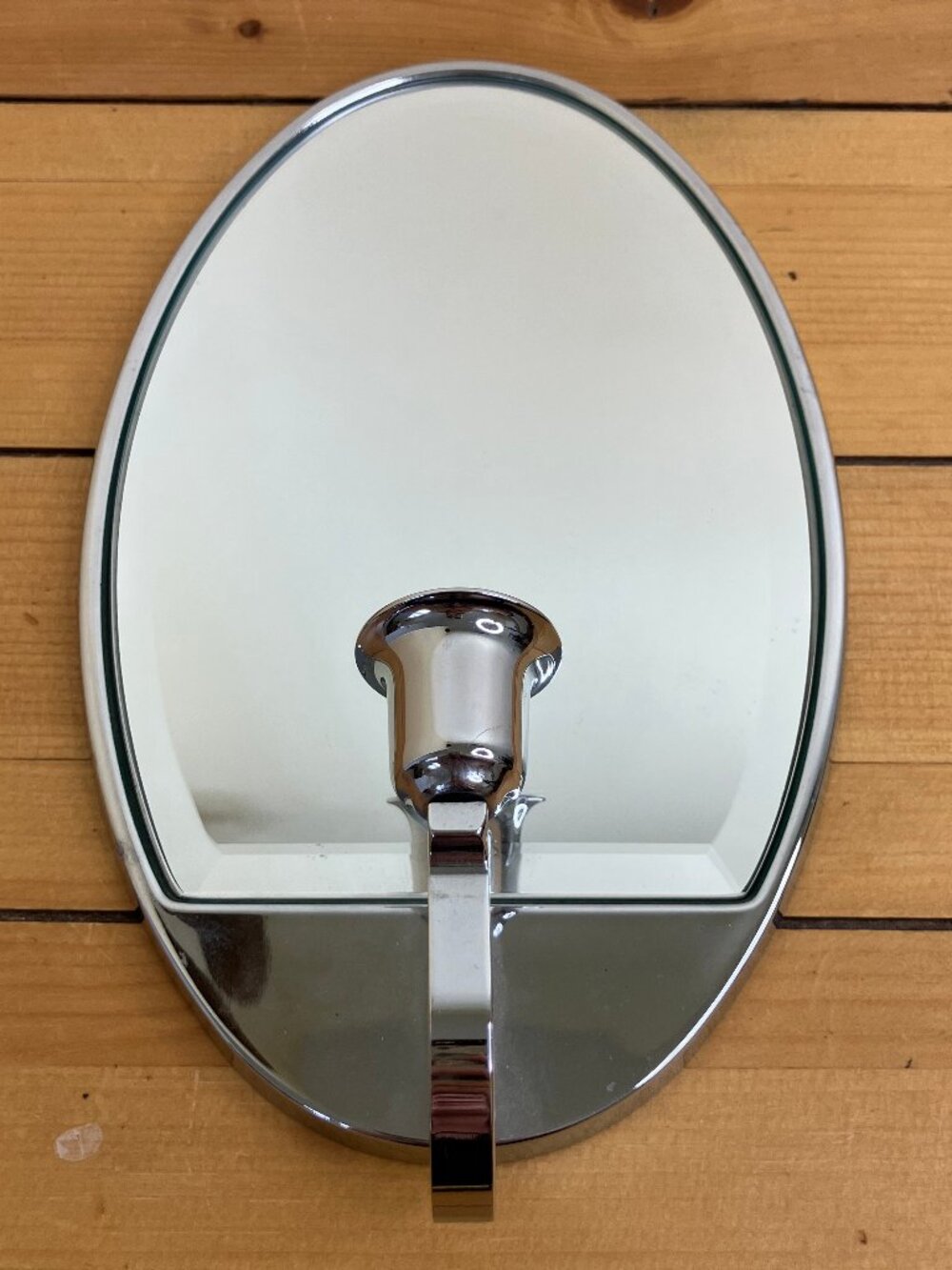 Partylite Beveled Mirror Wall Sconce Candle Holder Oval Silver Chrome 10.5" Tall